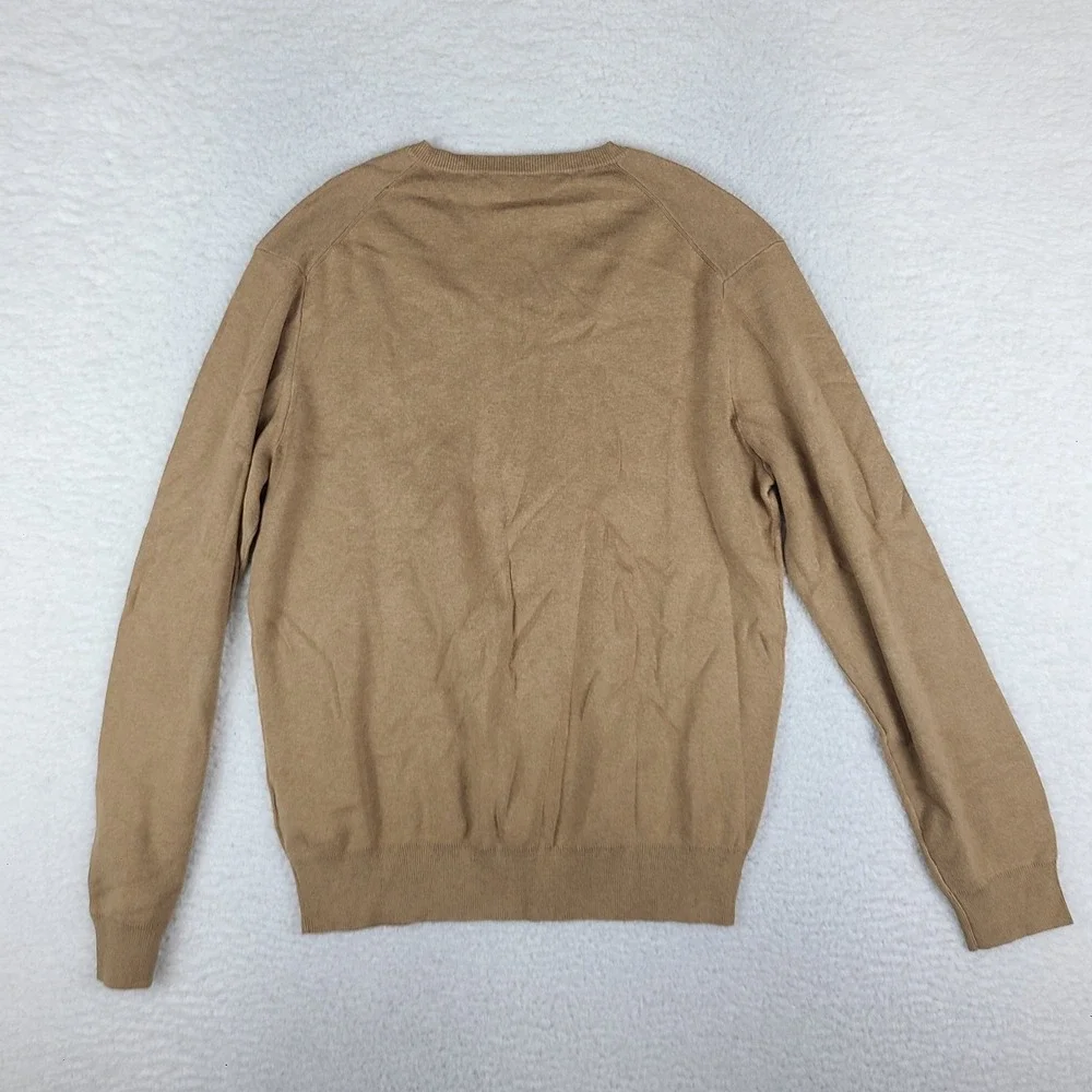 Polo Ralph Lauren Sweater Mens Medium Brown V Neck Pima Cotton Sweatshirt